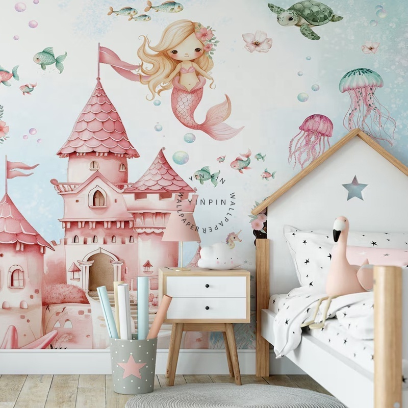 Mermaid nursery underwater wall mural wallpaper sticker 3d wall paper