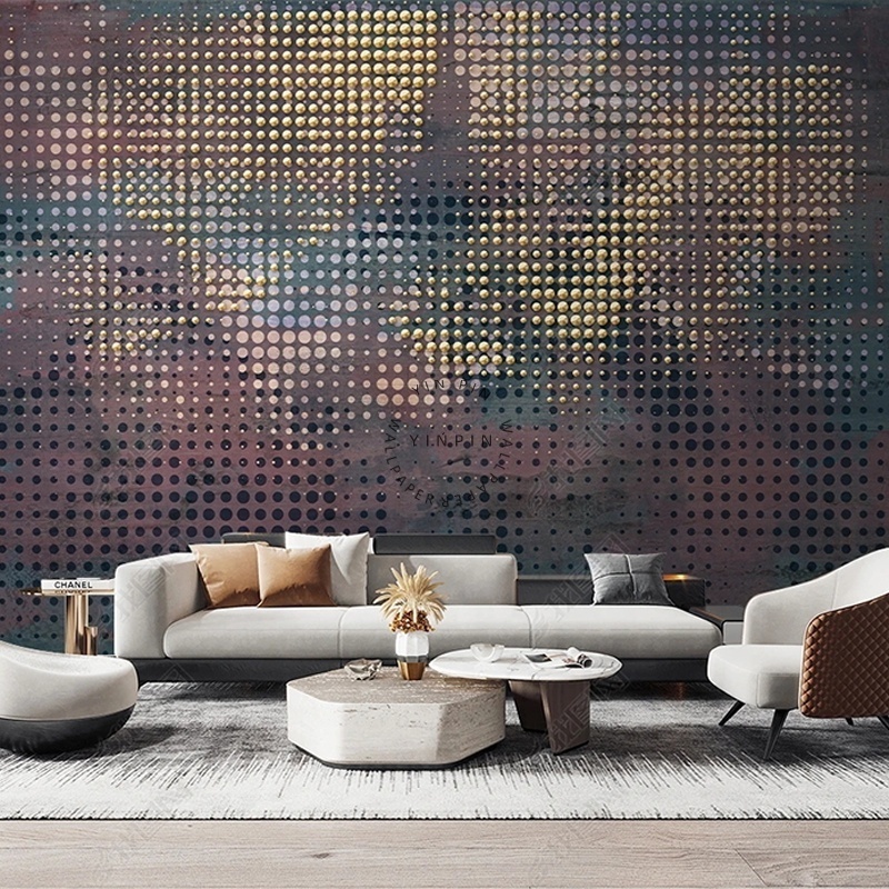 Minimalist polka dot 3d mural wallpaper for living room