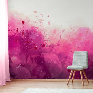 Pink paint abstract wallpaper, self adhesive, peel and stick floral wall mural