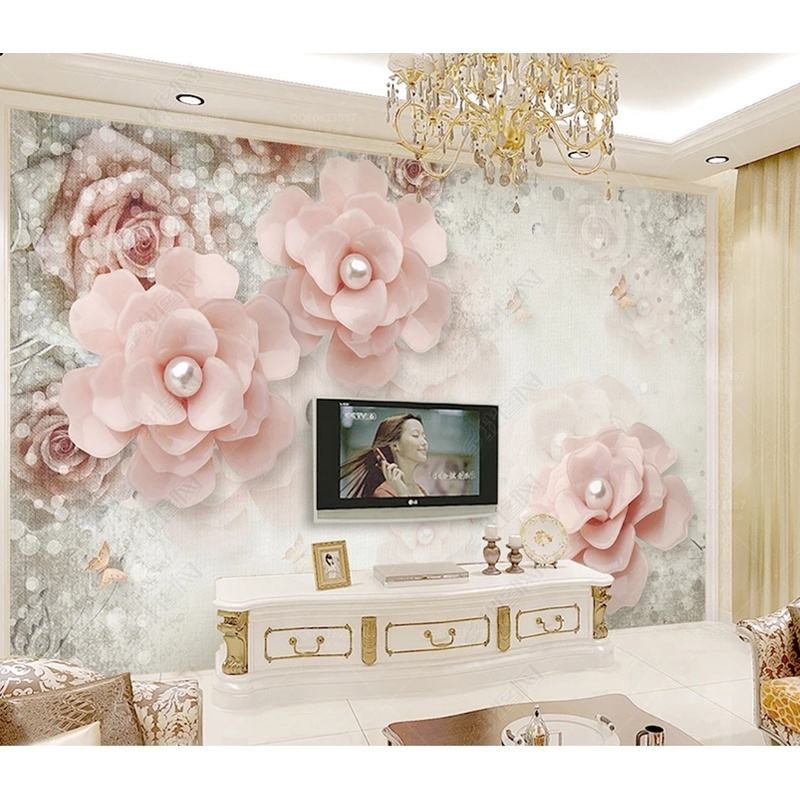 European pink flowers wallpaper 3d 5d 8d mural wall paper home wall decoration