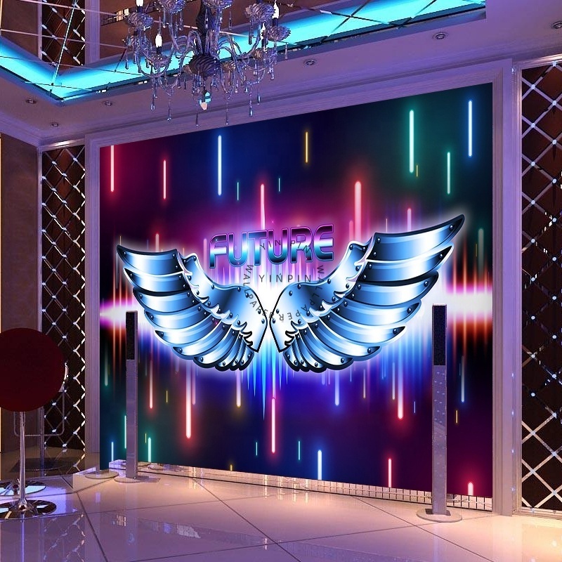 KTV decoration dedicated luminous technology sense 3D wings nightclub wallpaper