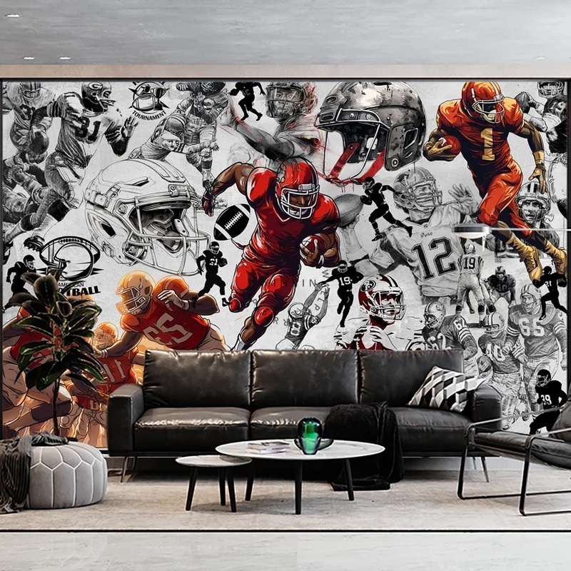 American football graffiti wall paper peel and stick wallpaper