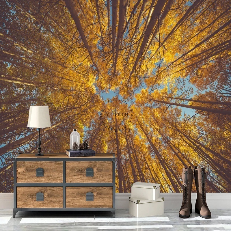 Bedroom Autumn Forest Background Wall Paper Peel and Stick Nature Murals