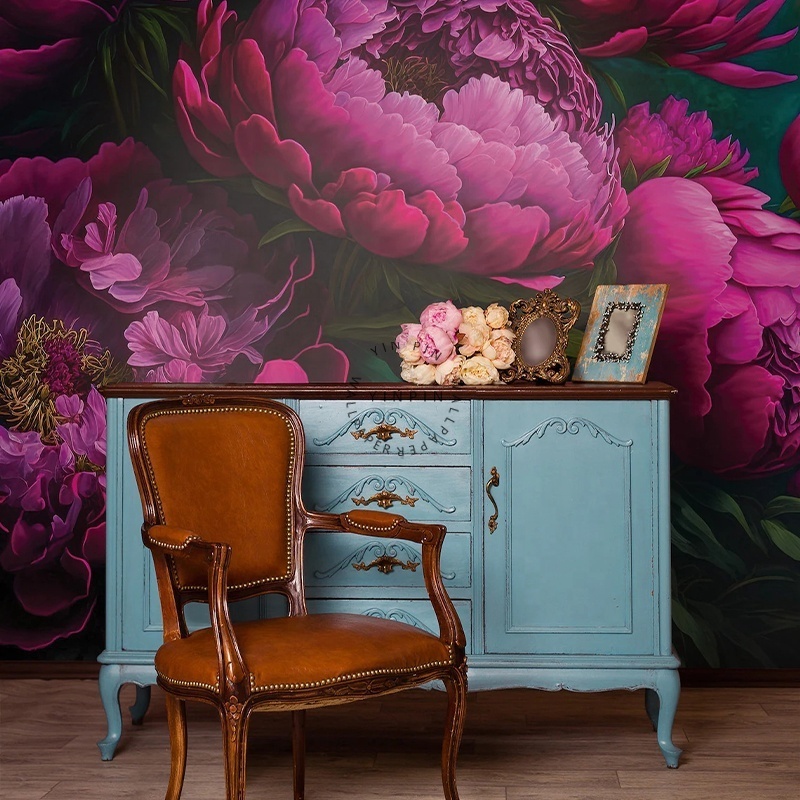 Magenta peony wallpaper peel and stick waterproof wall paper