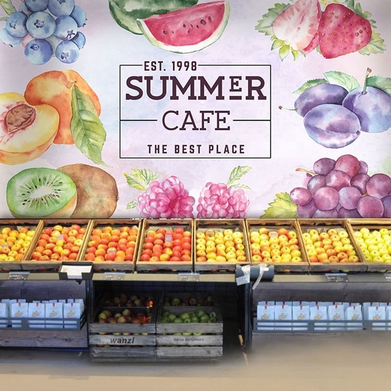 Fruit shop self adhesive wallpaper mural peel and stick wall paper wall designs decoration