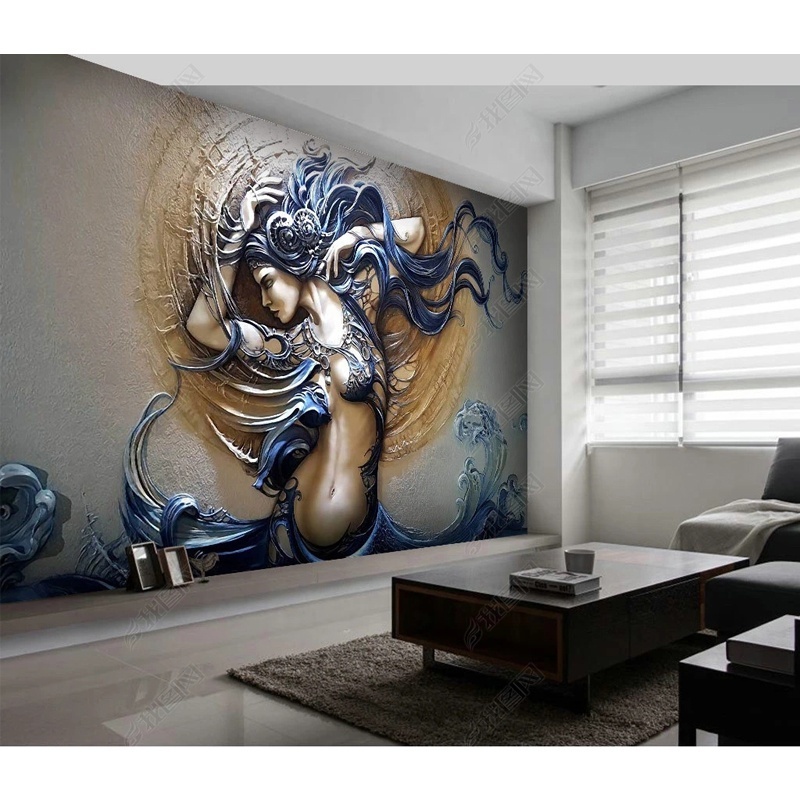 Modern women art 5d 8d mural custom wall papers textured wallpaper home decor