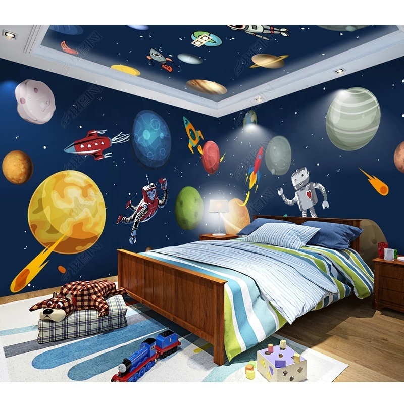 Self-designed space astronaut planet beautiful whole house background 3D wallpaper