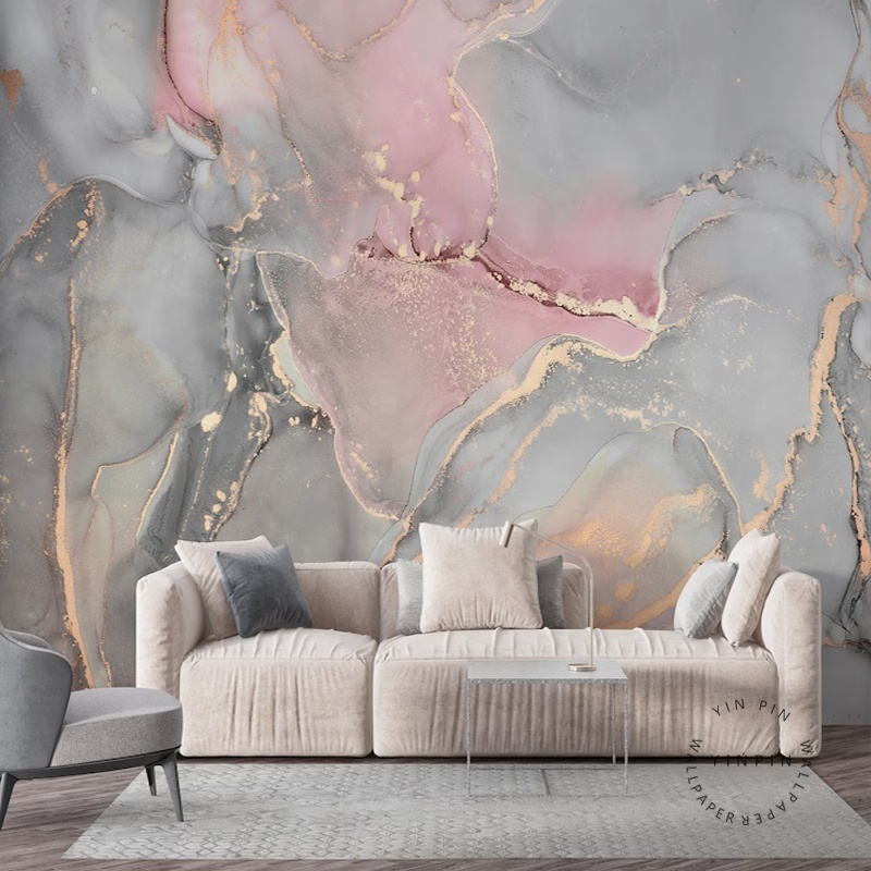 Abstract gray marble wallpaper modern pink customized 3D mural design bedroom