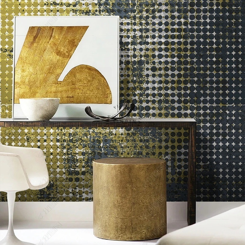 Black gold polka dot home decoration mural 3d wallpaper wall design