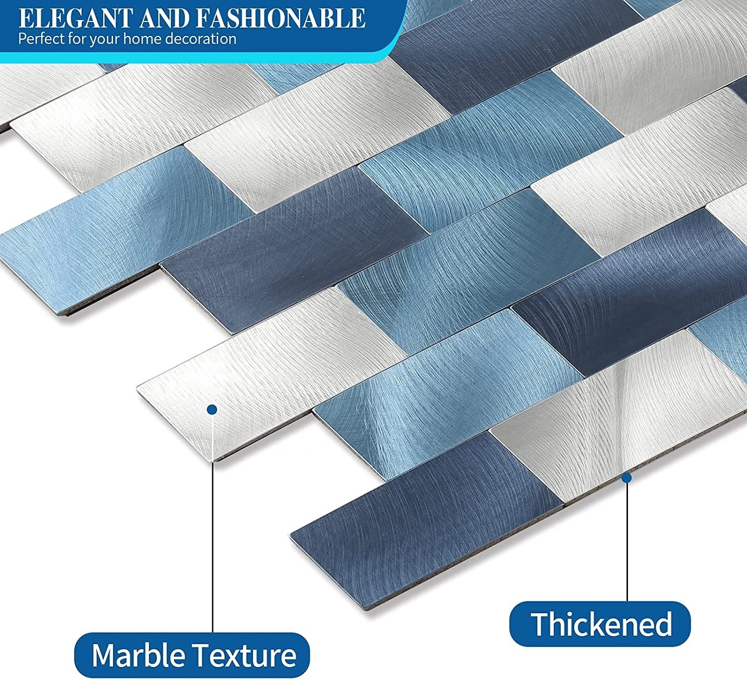 4mm Thick-Peel and Stick Metal Composite Tiles self adhesive wall decoration wallpaper sticker waterproof for kitchen