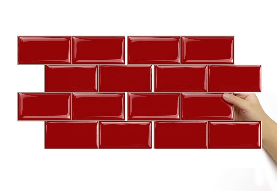 Red Brick Wall Tiles Waterproof Self Adhesive 3d Epoxy Wall Decal Peel And Stick Tile Kitchen Backsplash