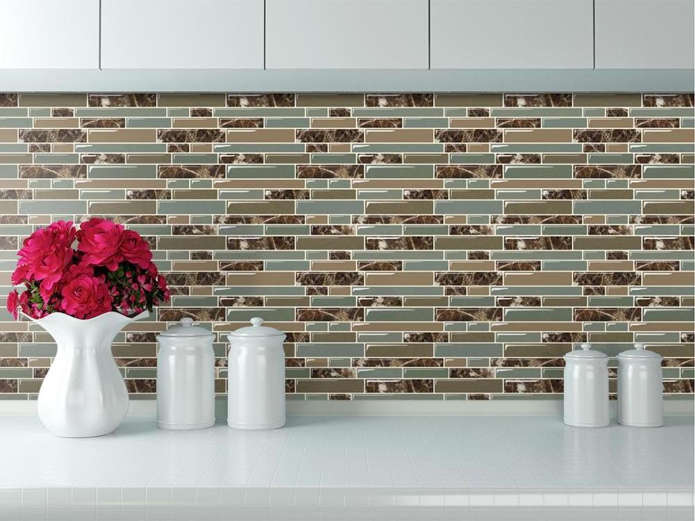 Vinyl mosaic decorative wall tiles peel and stick backsplash for home hotel decor