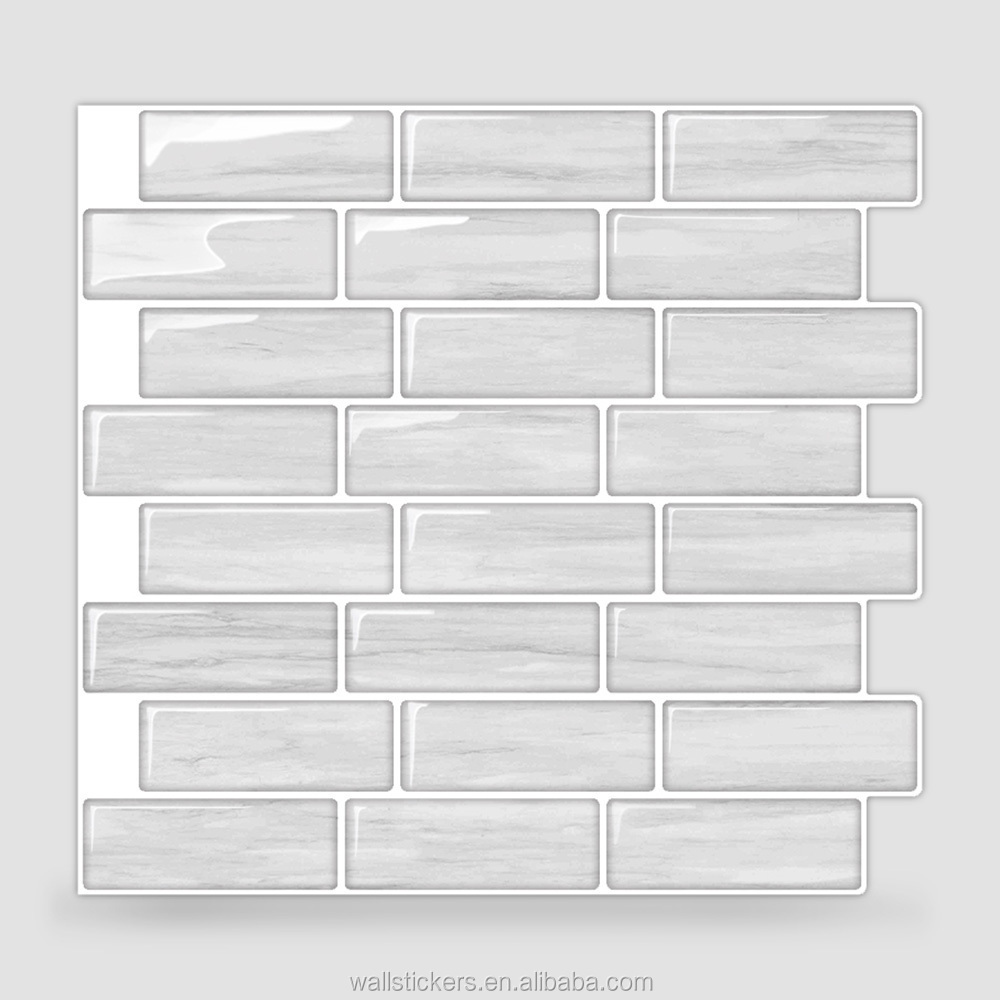 Peel and Stick Tiles Kitchen Backsplash Tiles 3D Wall Stickers 6 Tiles/Pack Kitchen Wall Stickers