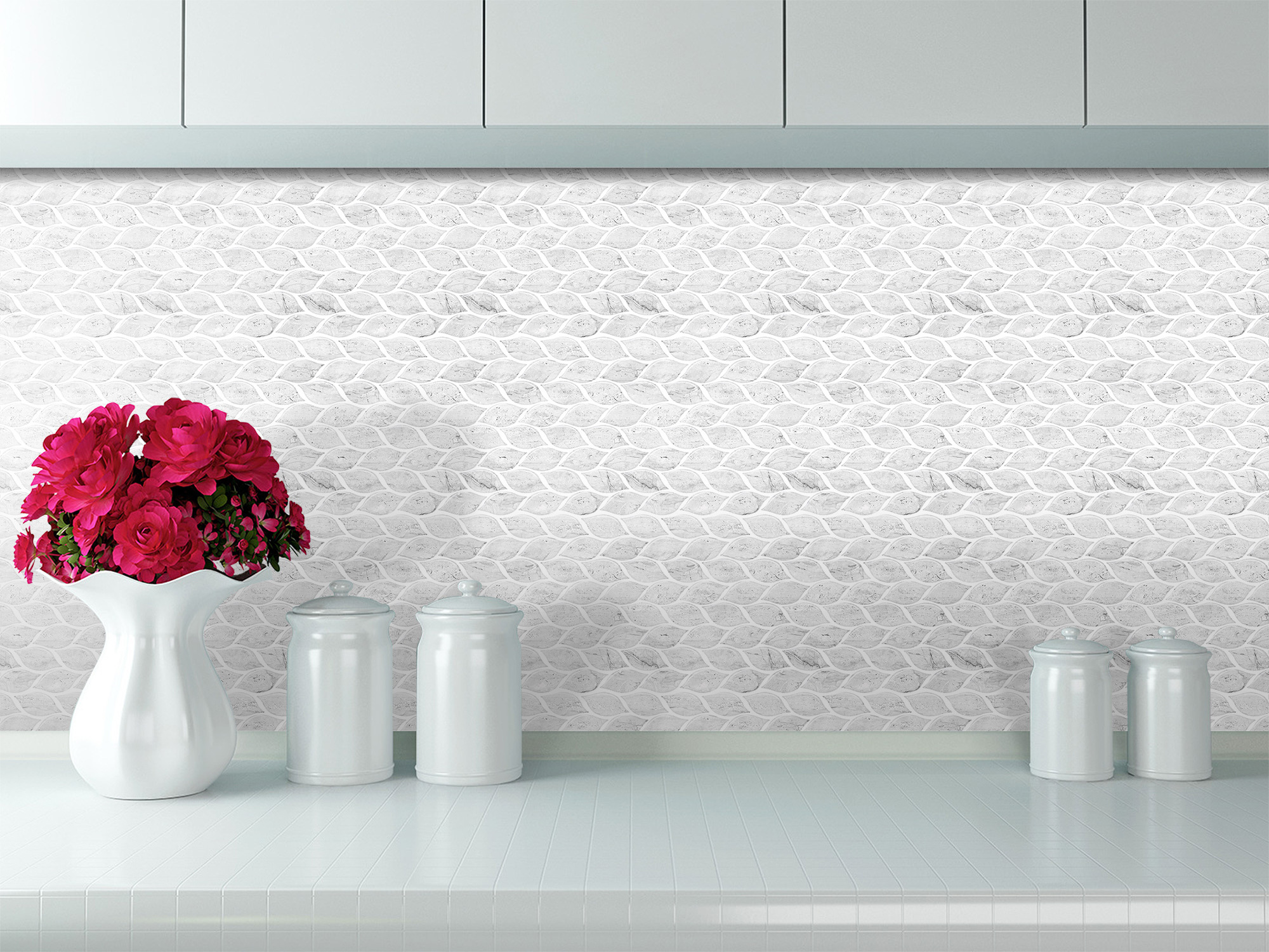 Artiles Great Quality  Leaves Design Grey Peel and Stick Wallpaper 3D Vinyl Wall Tiles for Bathroom & Kitchen Backsplash