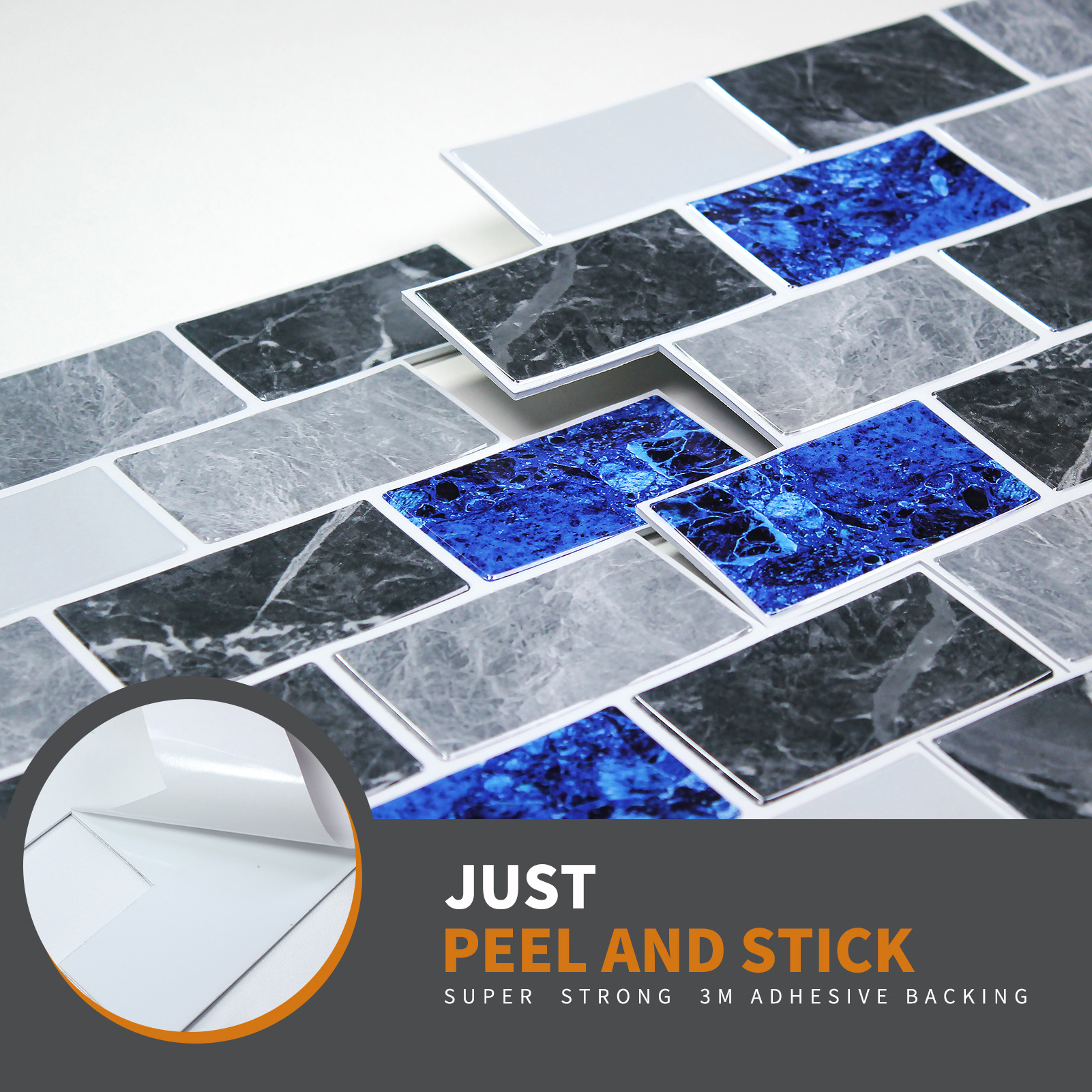 Peel and stick white mosaic self adhesive 3d gel mosaic kitchen thicker upgrade wall tile waterproof and removable