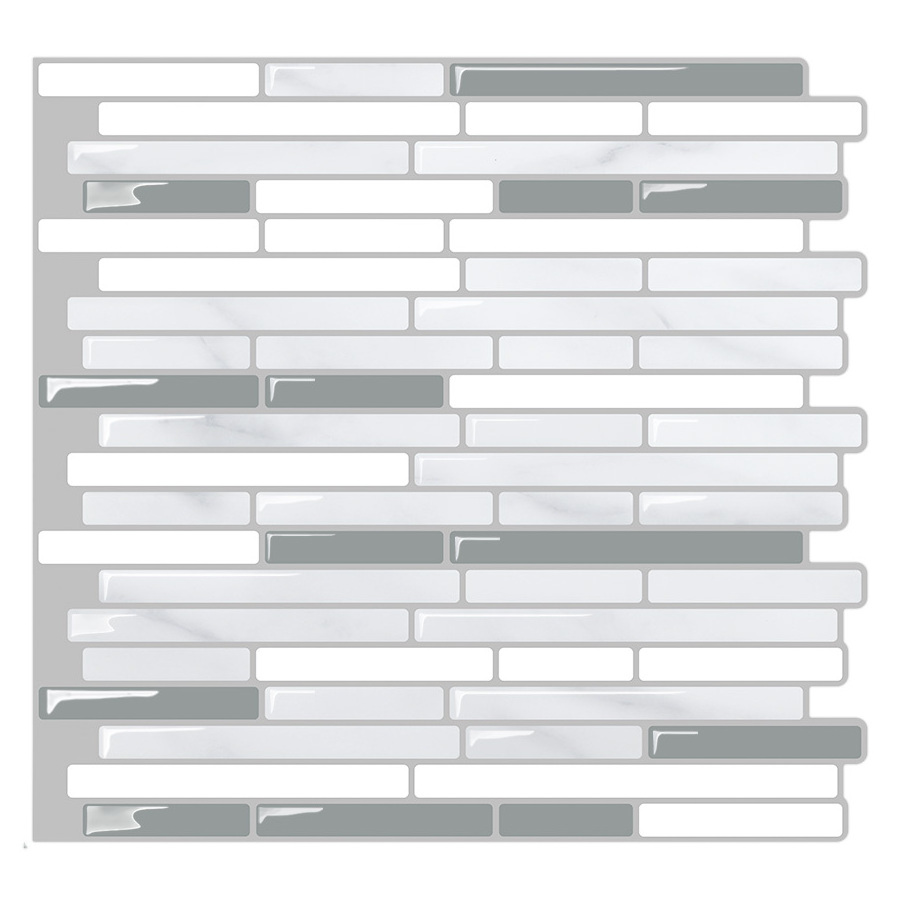 Marble grey oblong faux stone peel and stick decorative vinyl backsplash tile