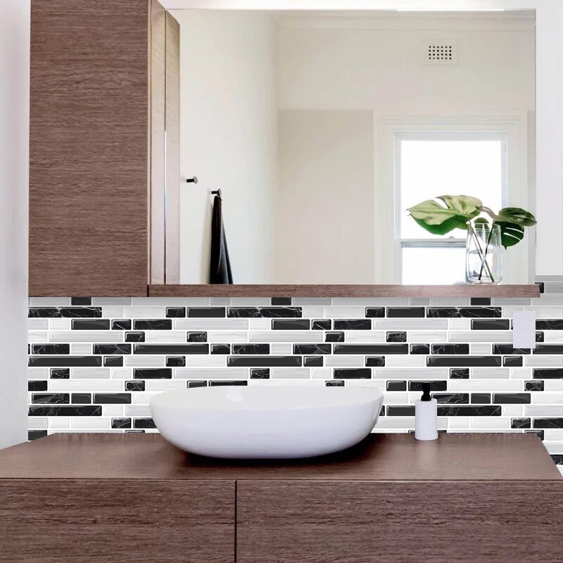 Peel and Stick On Kitchen Backsplash Vinyl Wall Pearl White Subway Tile