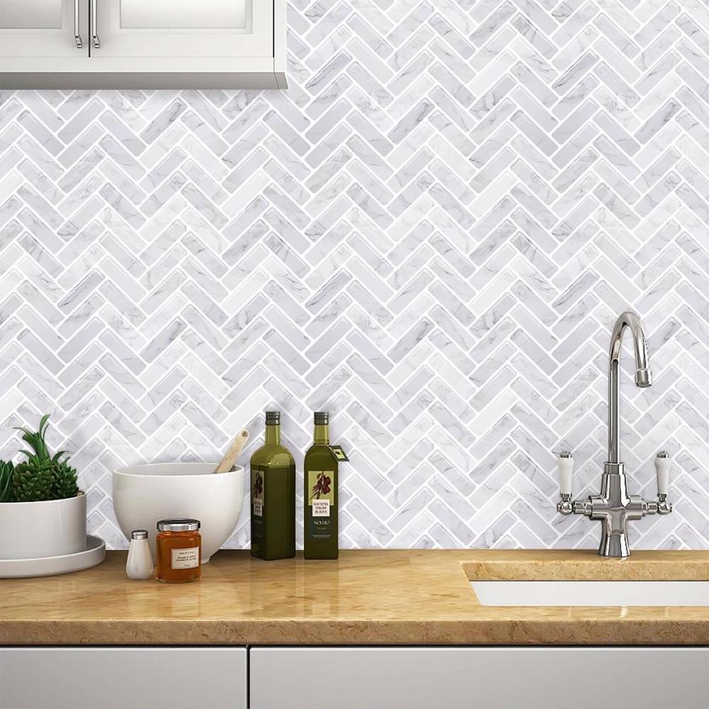 Kitchen Bathroom Remodel Tile Wall Covering Backsplash Vinyl Coated Peel and Stick Wallpaper