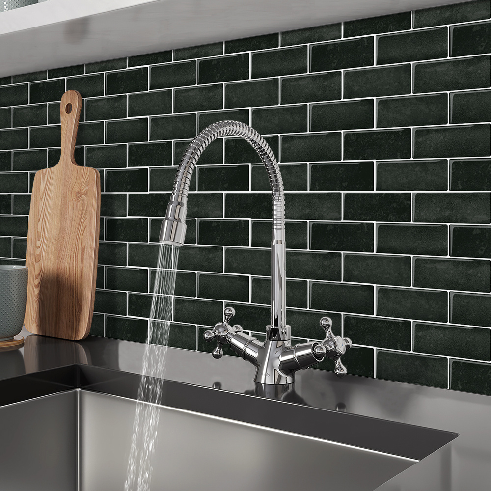 Eco-friendly Sticker Tiles  Peel and Stick Backsplash 3D Black subway Backsplash Peel and Stick Tile Bathroom Kitchen Tile