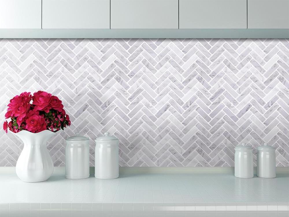 Kitchen Bathroom Remodel Tile Wall Covering Backsplash Vinyl Coated Peel and Stick Wallpaper