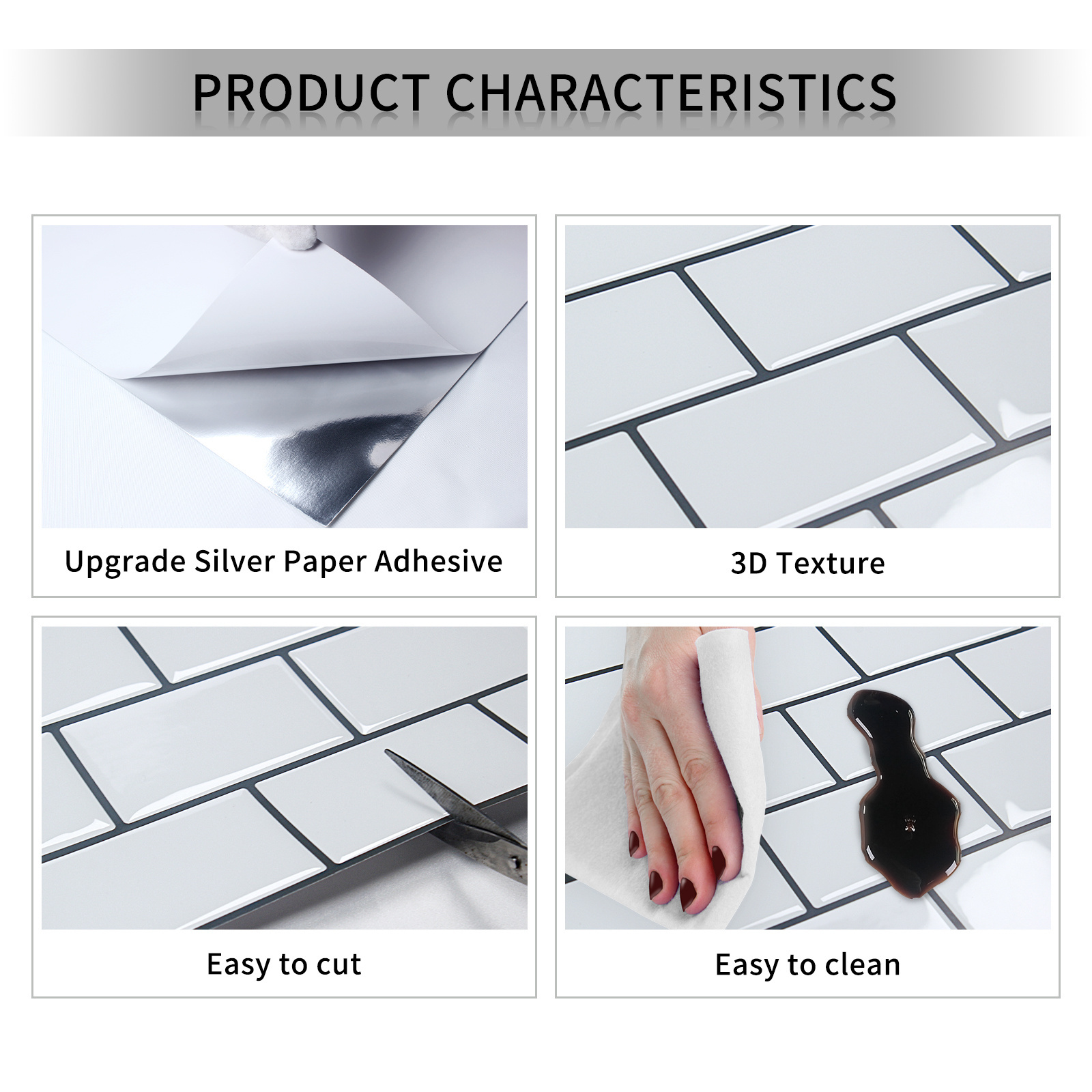 Artiles White Subway Wall Tiles Peel And Stick Backsplash for Kitchen Factory Price Self-adhesive 3D Vinyl Tiles for Bathroom