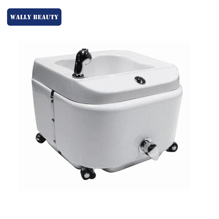 Wallybeauty Classic Portable Fiber Glass Pedicure Foot Spa Sink With Wheels