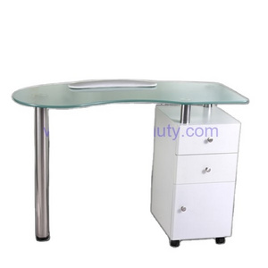 Professional Nail Technicians Table Glass Top Manicure Table