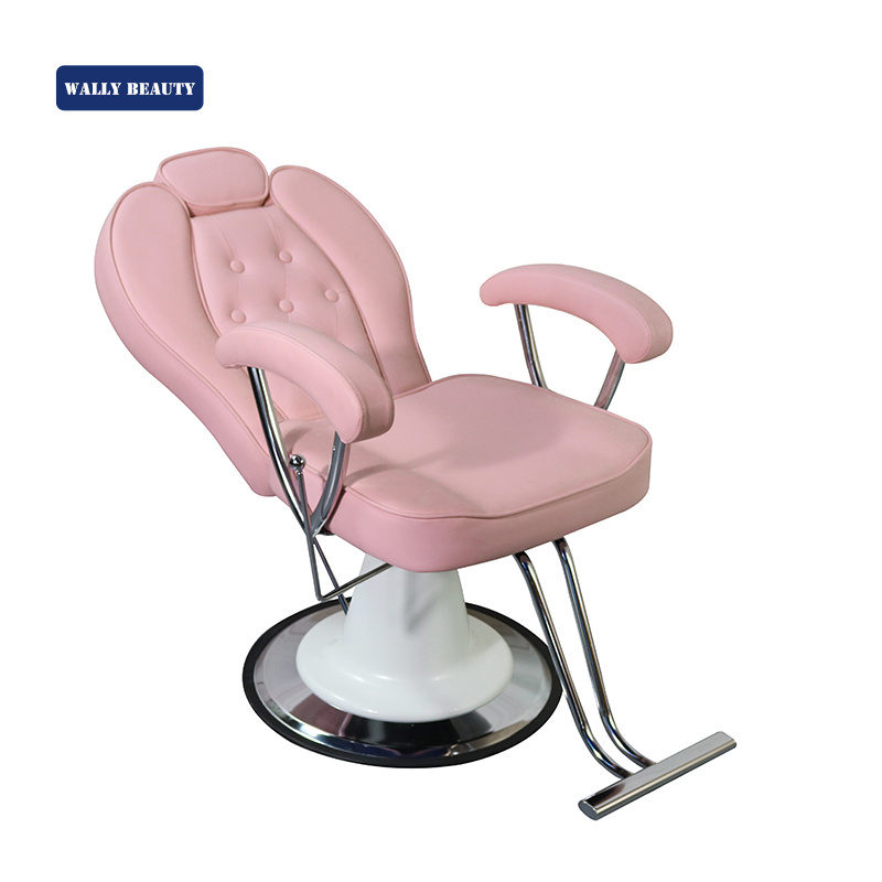 Wallybeauty nordic style reclining styling colored chair beauty salon equipment pink salon chairs with headrest