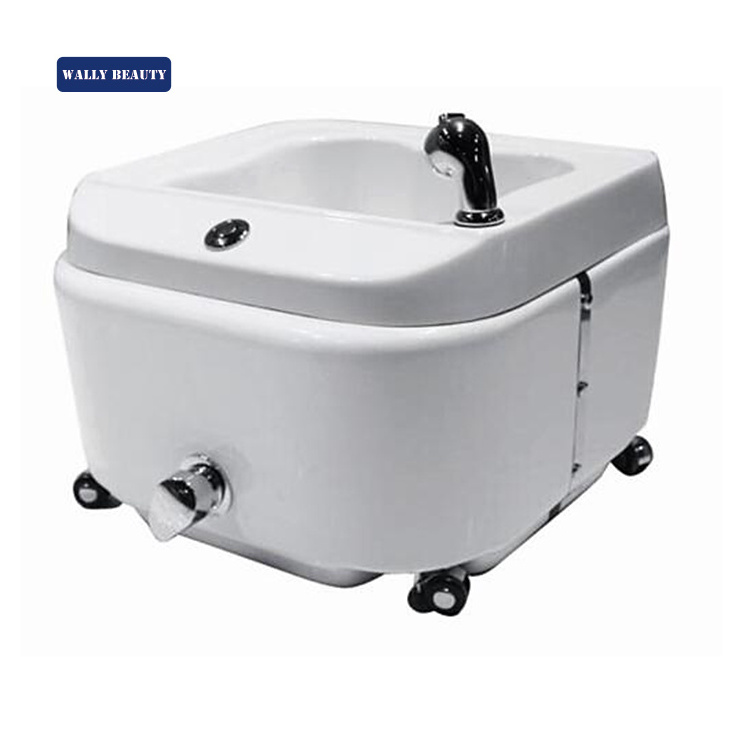 Wallybeauty Classic Portable Fiber Glass Pedicure Foot Spa Sink With Wheels