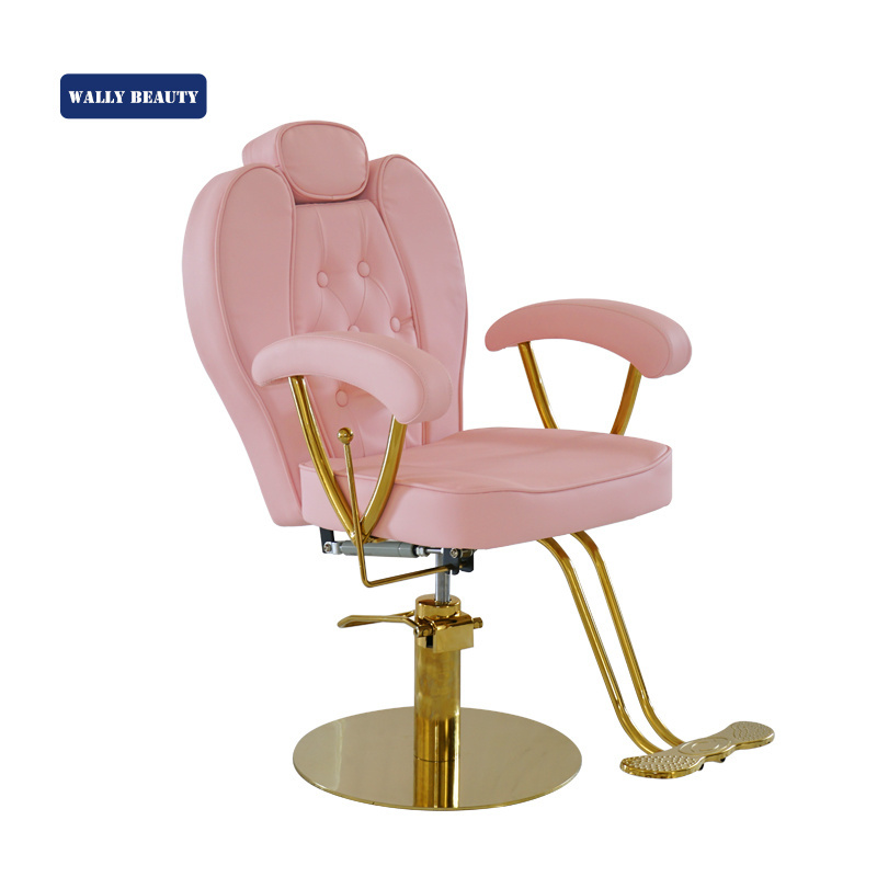 Wallybeauty nordic style reclining styling colored chair beauty salon equipment pink salon chairs with headrest