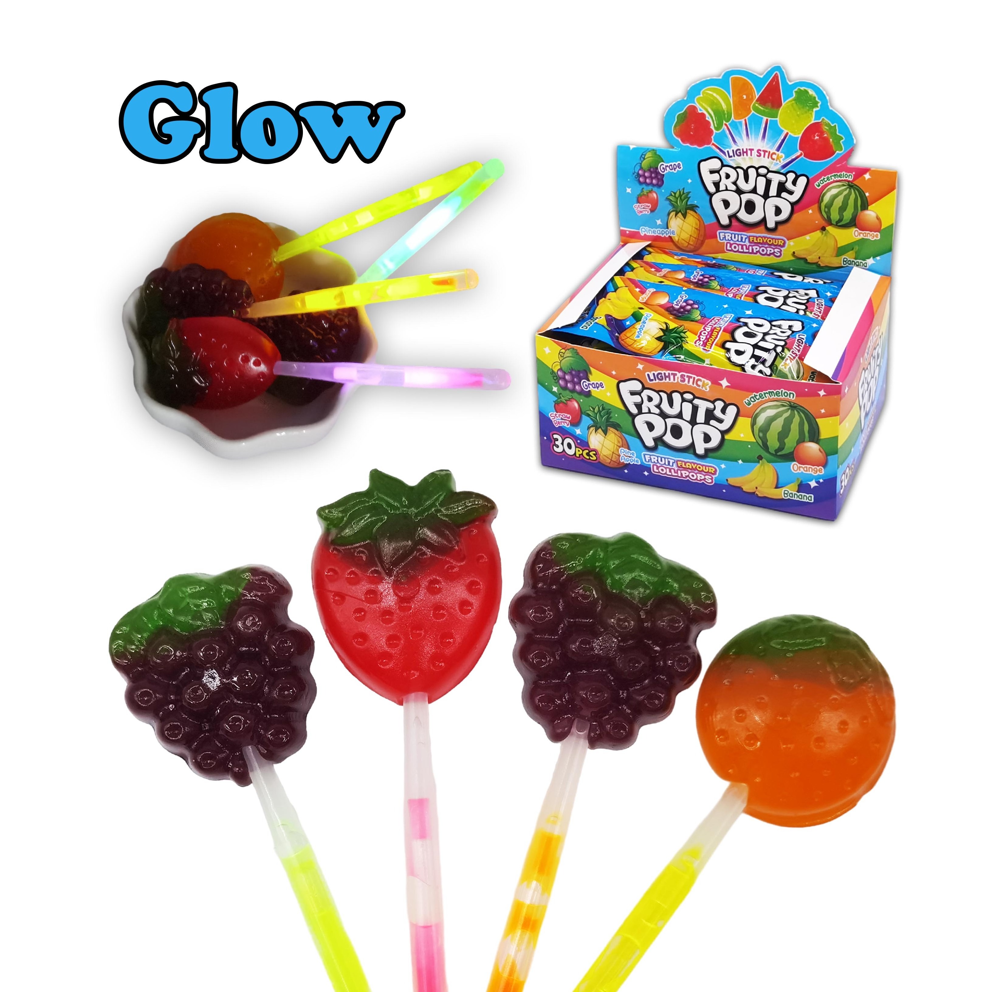 halal fruit shape glow stick lollipop candy wholesale imported sweets hard fruit pop lollipops