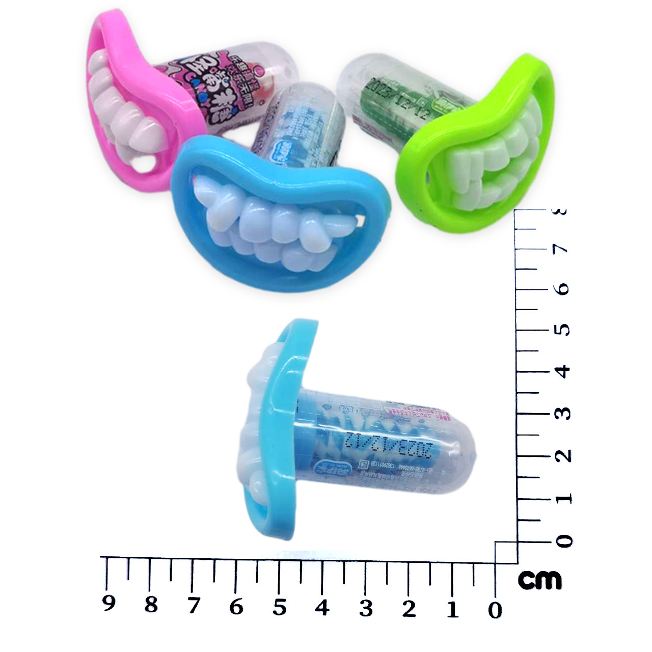 Cheap pacifier sweet candies with toys factory wholesale plastic Fangs tooth halal candy toys kids