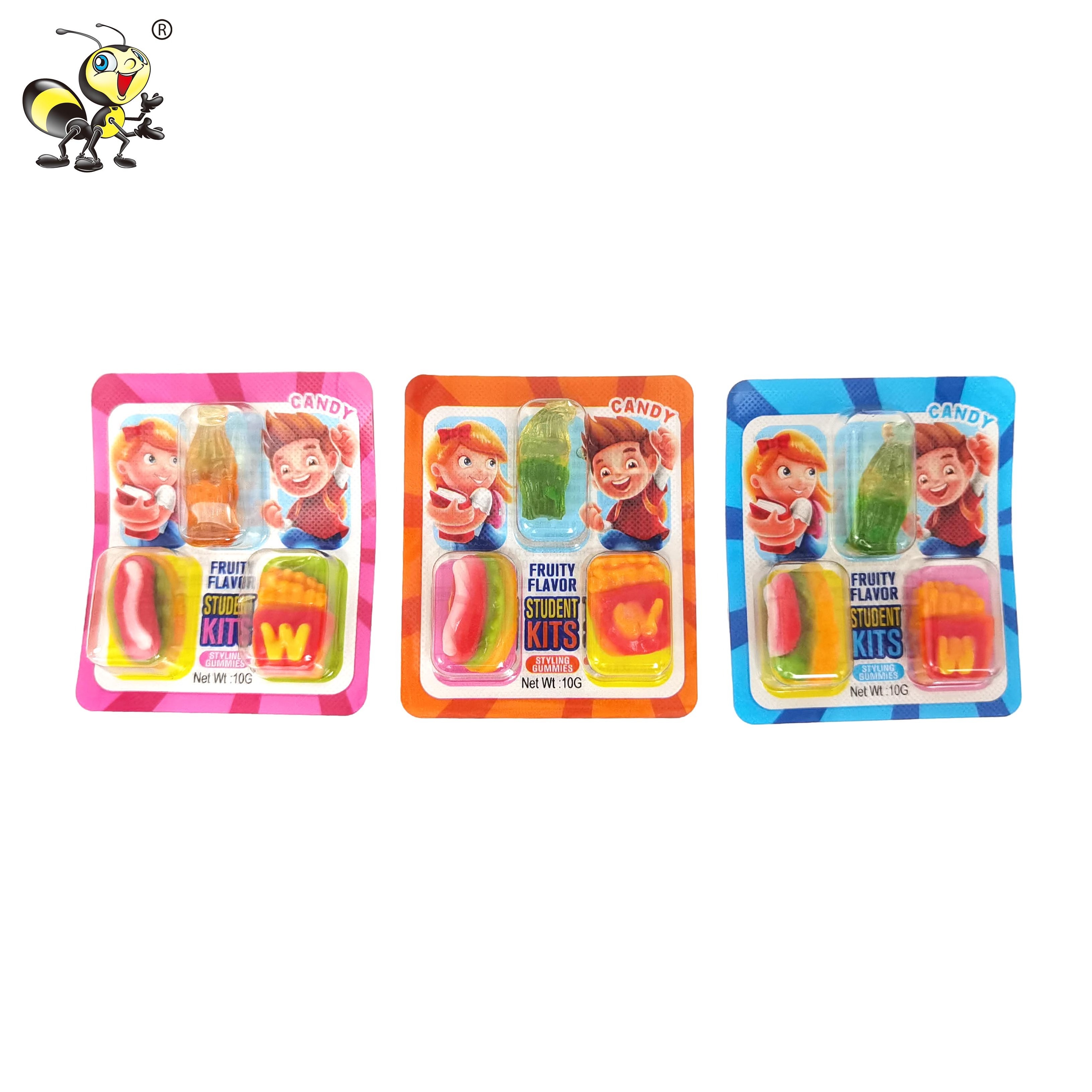 New Hot Sale kids 4d jelly sweets and candies halal Cola French fries hot dogs shape soft gummy candy supplier