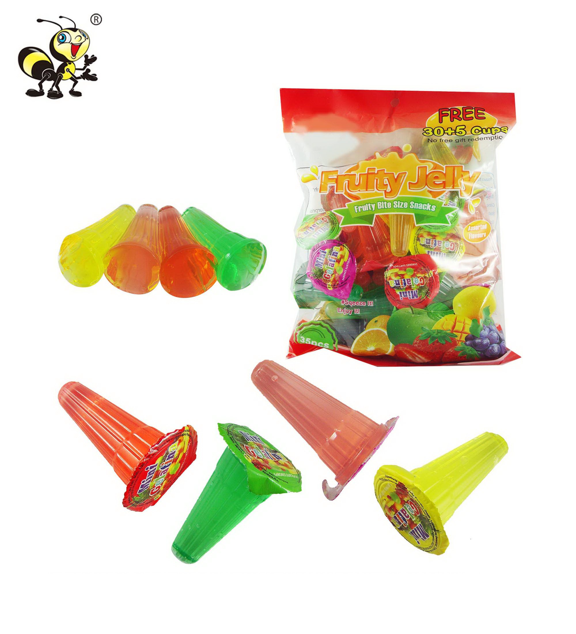 2023 Delicious sweet bonbons jelly fruit jelly candy Cup Assorted Mini Fruit Jelly