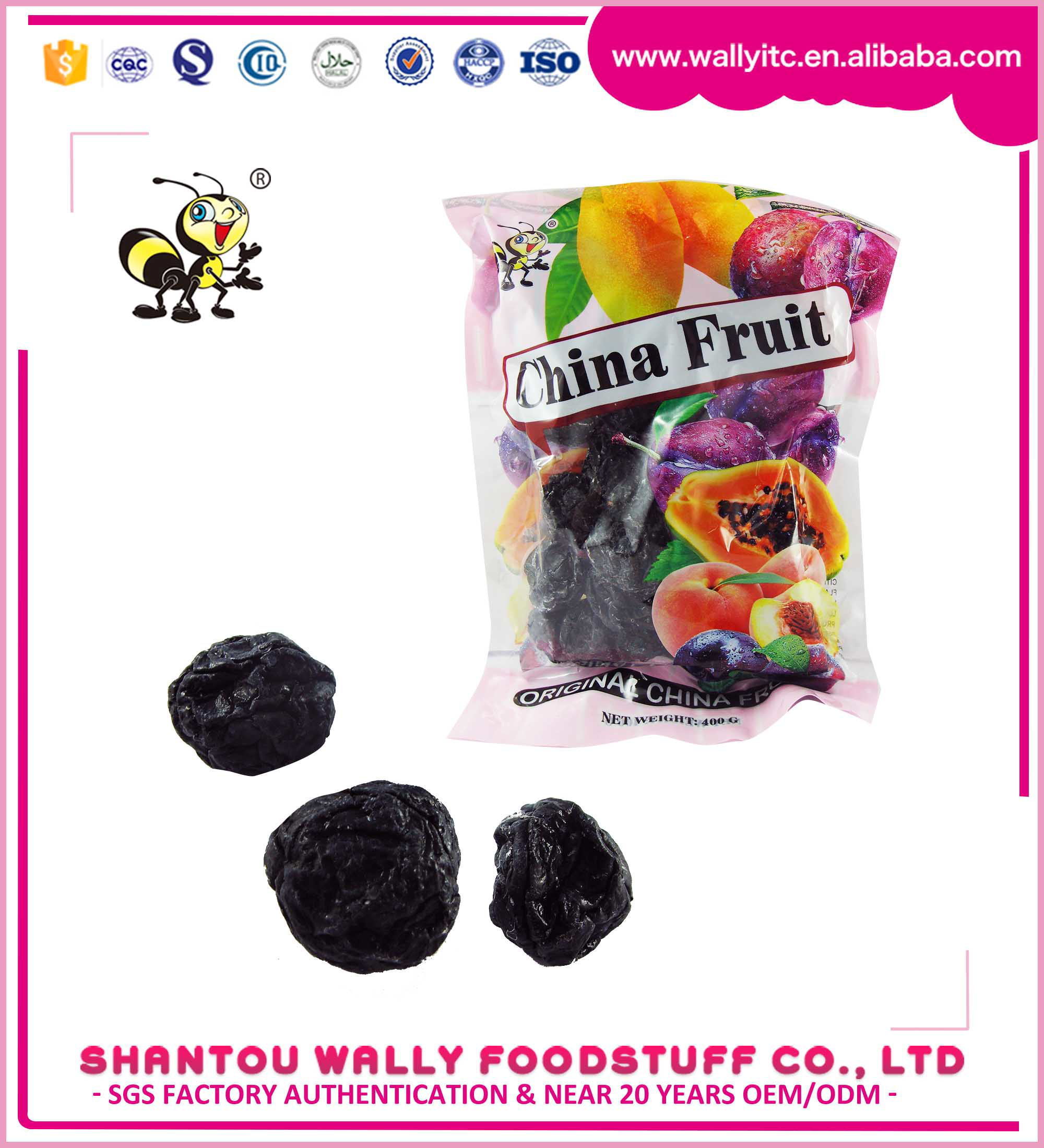 High Quality Chinese Dried Sweet Black Plum Customized wholesale private label Chinese snack Dried fruit sweet sour plum