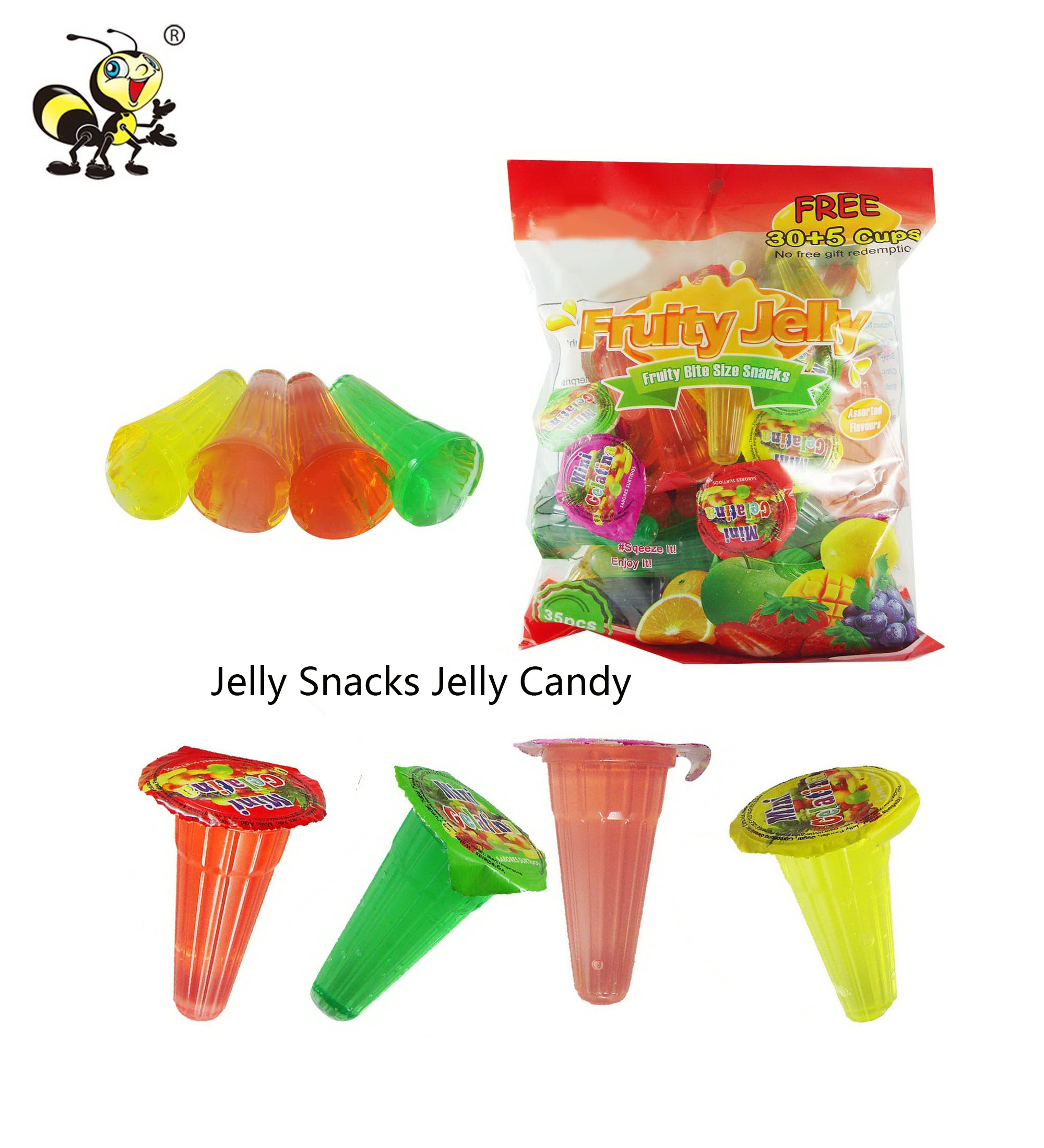 2023 Delicious sweet bonbons jelly fruit jelly candy Cup Assorted Mini Fruit Jelly