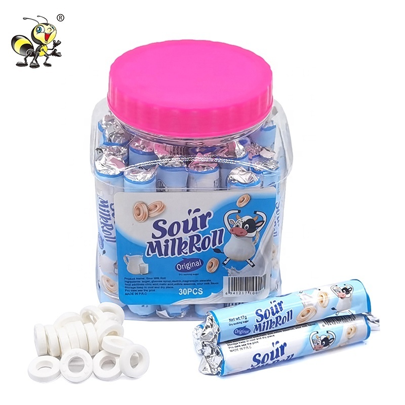 Factory Supply halal dulces roll Sour pressed candy tablets milk candy for wholesale