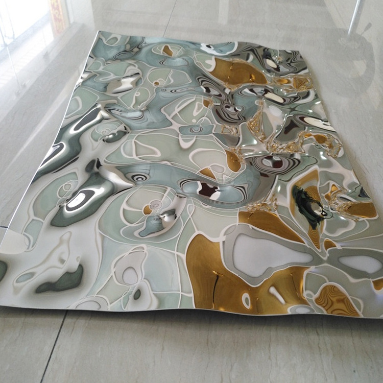 210 304 316 Water Ripples Decorative Gold Stainless Steel Sheet 304 Metal Wall Panel Water Ripple Stainless Steel Sheet