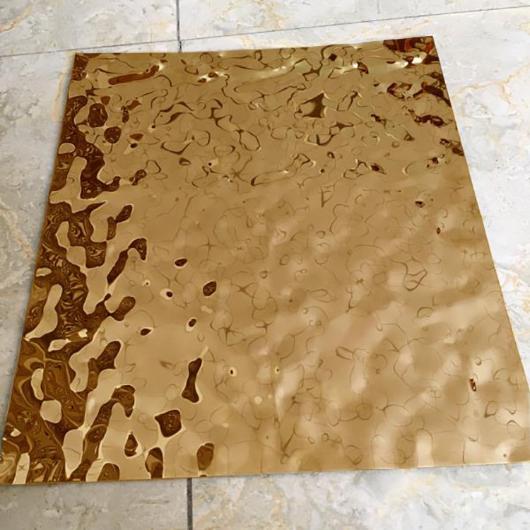 210 304 316 Water Ripples Decorative Gold Stainless Steel Sheet 304 Metal Wall Panel Water Ripple Stainless Steel Sheet