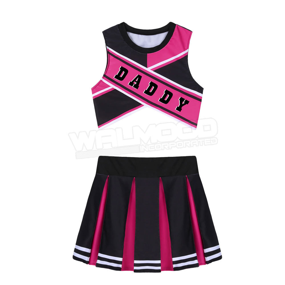 OEM Custom Logo Pink Black White Blank Cheerleading Practice Wear Dress Custom Made Cheerleading Uniform