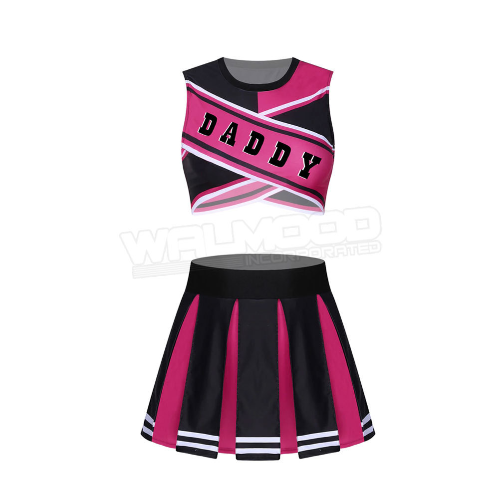 OEM Custom Logo Pink Black White Blank Cheerleading Practice Wear Dress Custom Made Cheerleading Uniform