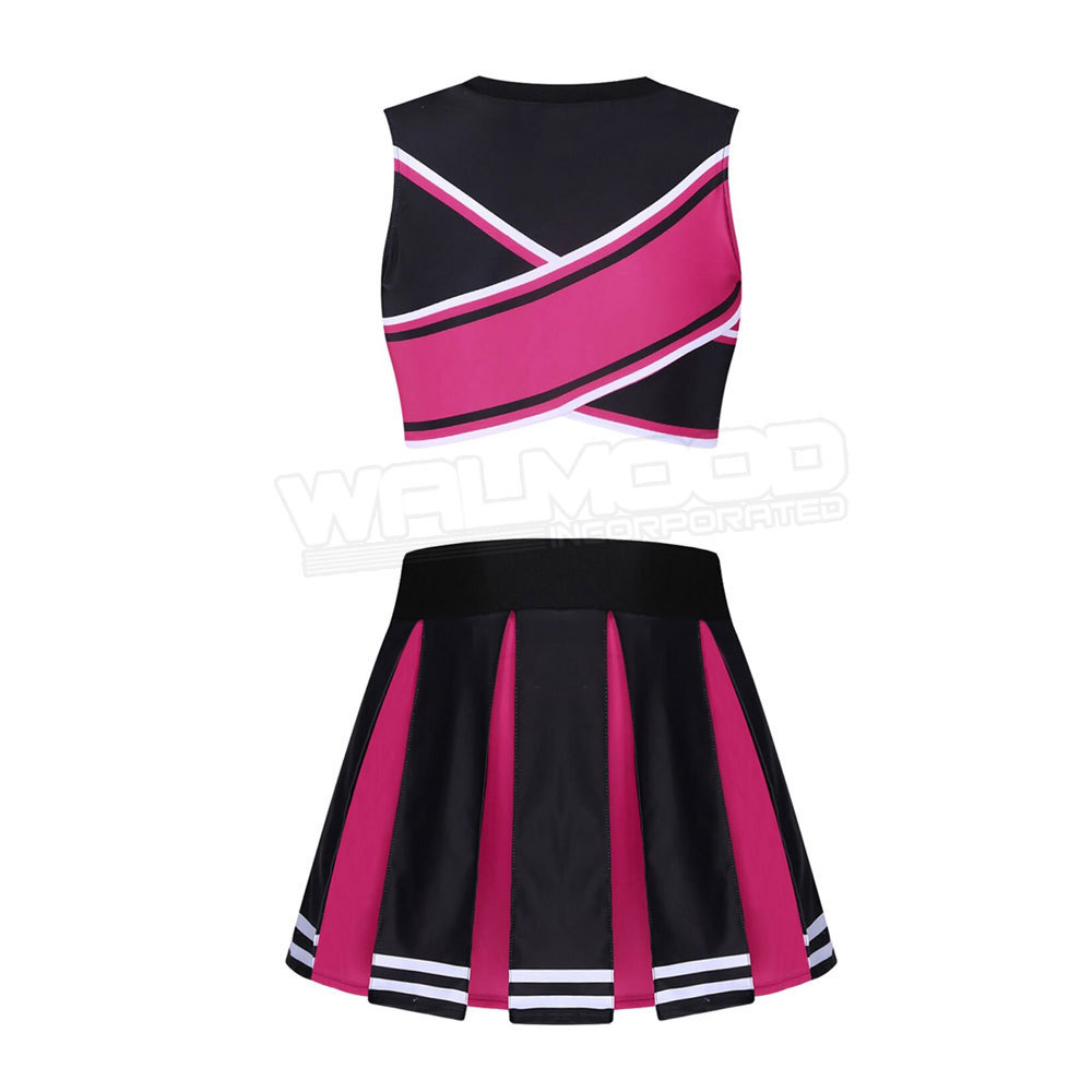 OEM Custom Logo Pink Black White Blank Cheerleading Practice Wear Dress Custom Made Cheerleading Uniform