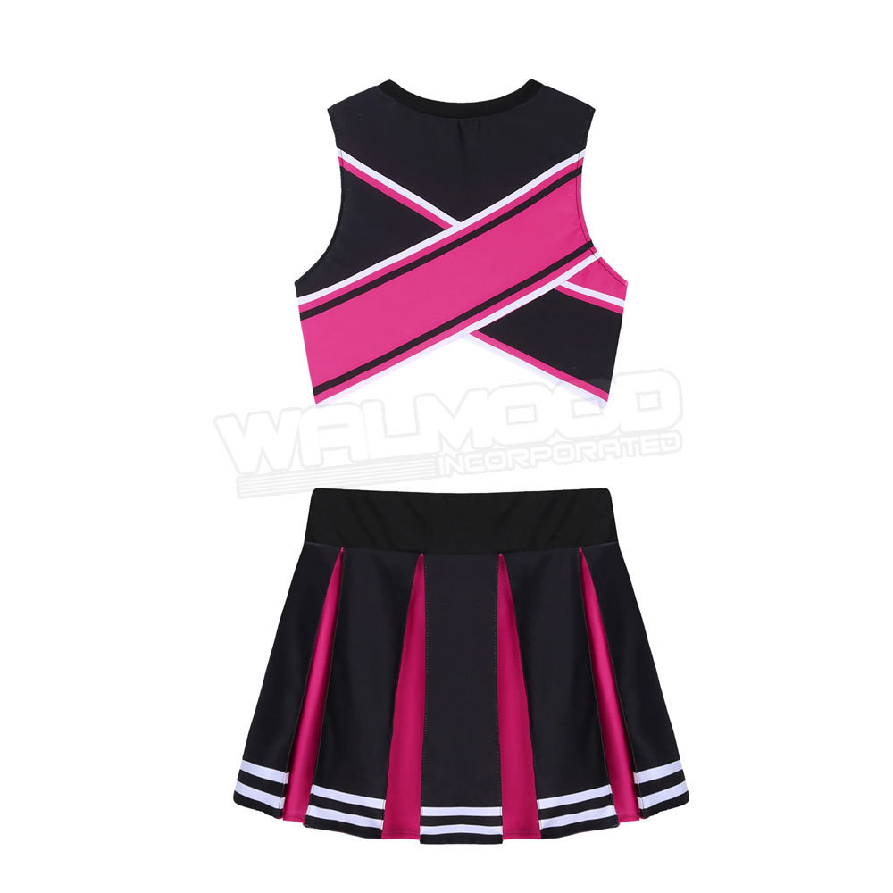 OEM Custom Logo Pink Black White Blank Cheerleading Practice Wear Dress Custom Made Cheerleading Uniform