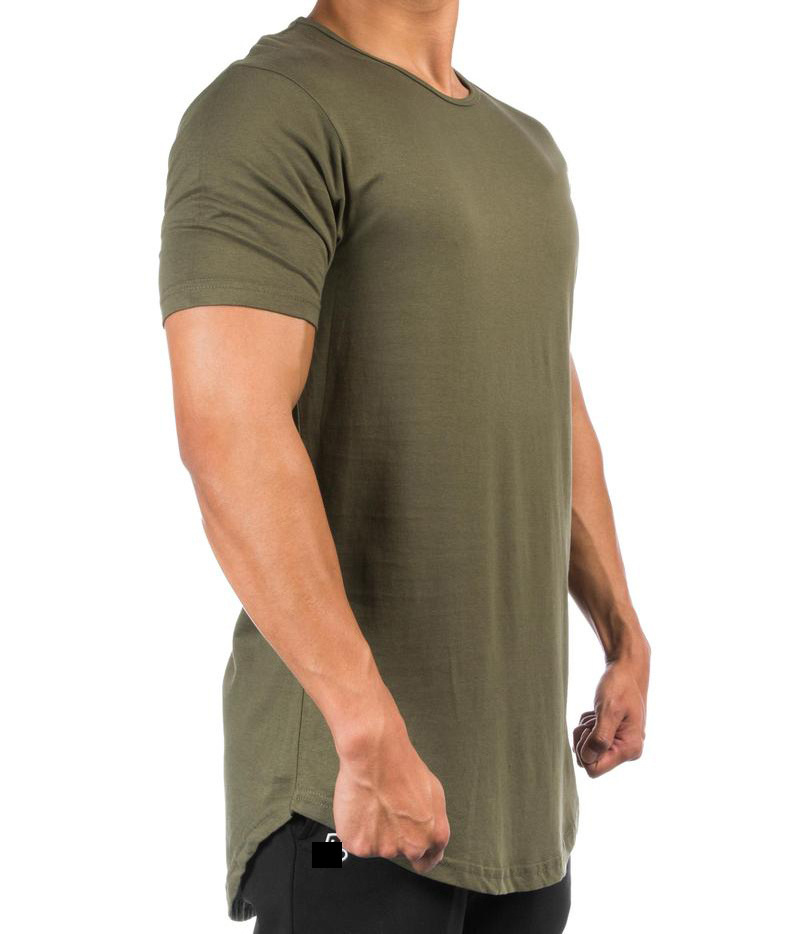 Custom Unisex Round Bottom T Shirt Men's Longline Curved Short Sleeve T-Shirt Muscle Fitted Long Sleeve T-shirts Oversize Plain