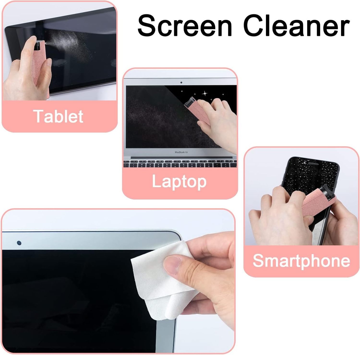 2 in 1Microfiber Screen Cleaner Spray Moiblephone Screen Dust Removal Tool LCD Screen Cleaner Spray