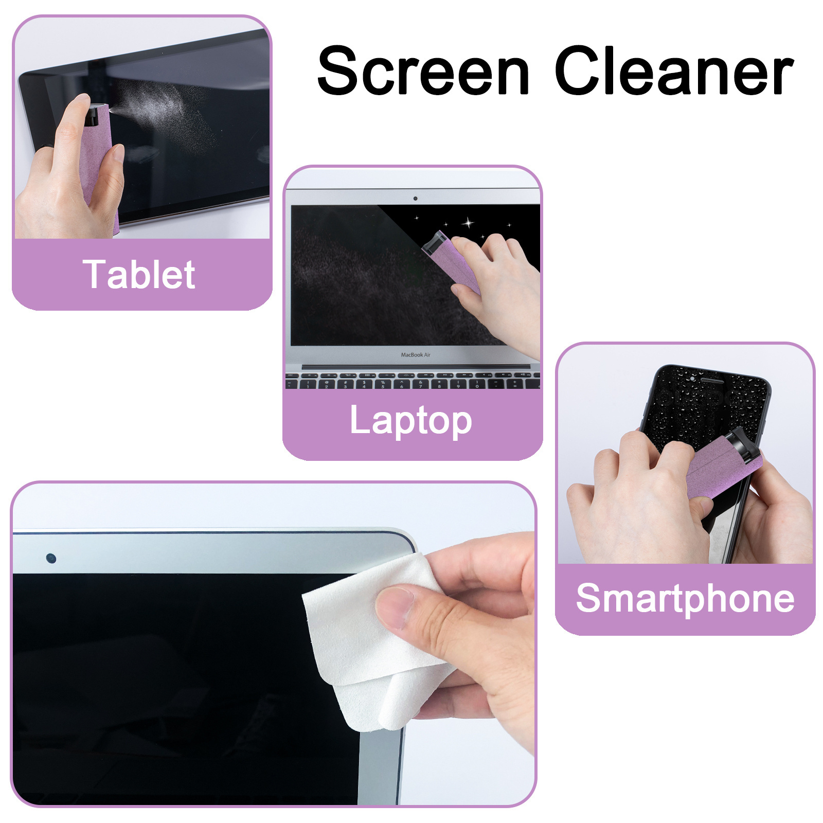 Pad Touch Screen Mist Cleaner Portable LCD Screen Cleaner Spray Phone Microfiber Cloth Screen Cleaner Spray