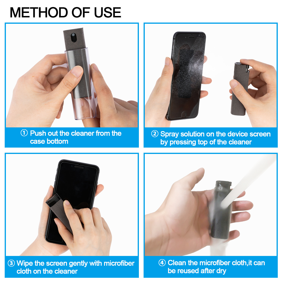 Portable cleaning tool 2in1 screen cleaner touch screen mist cleaner multi-functional phone screen cleaner spray