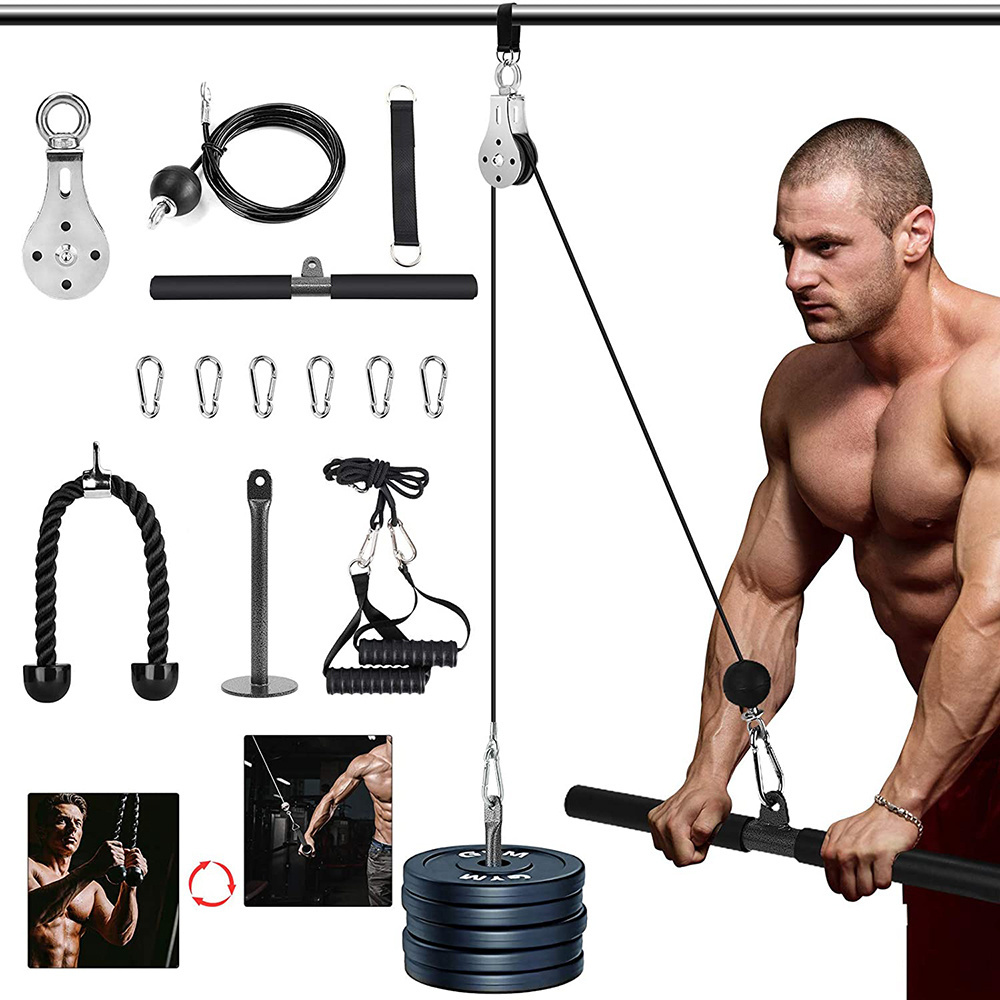 Complete  Tricep Bicep Exercises Fitness Lift Cable Pulley System