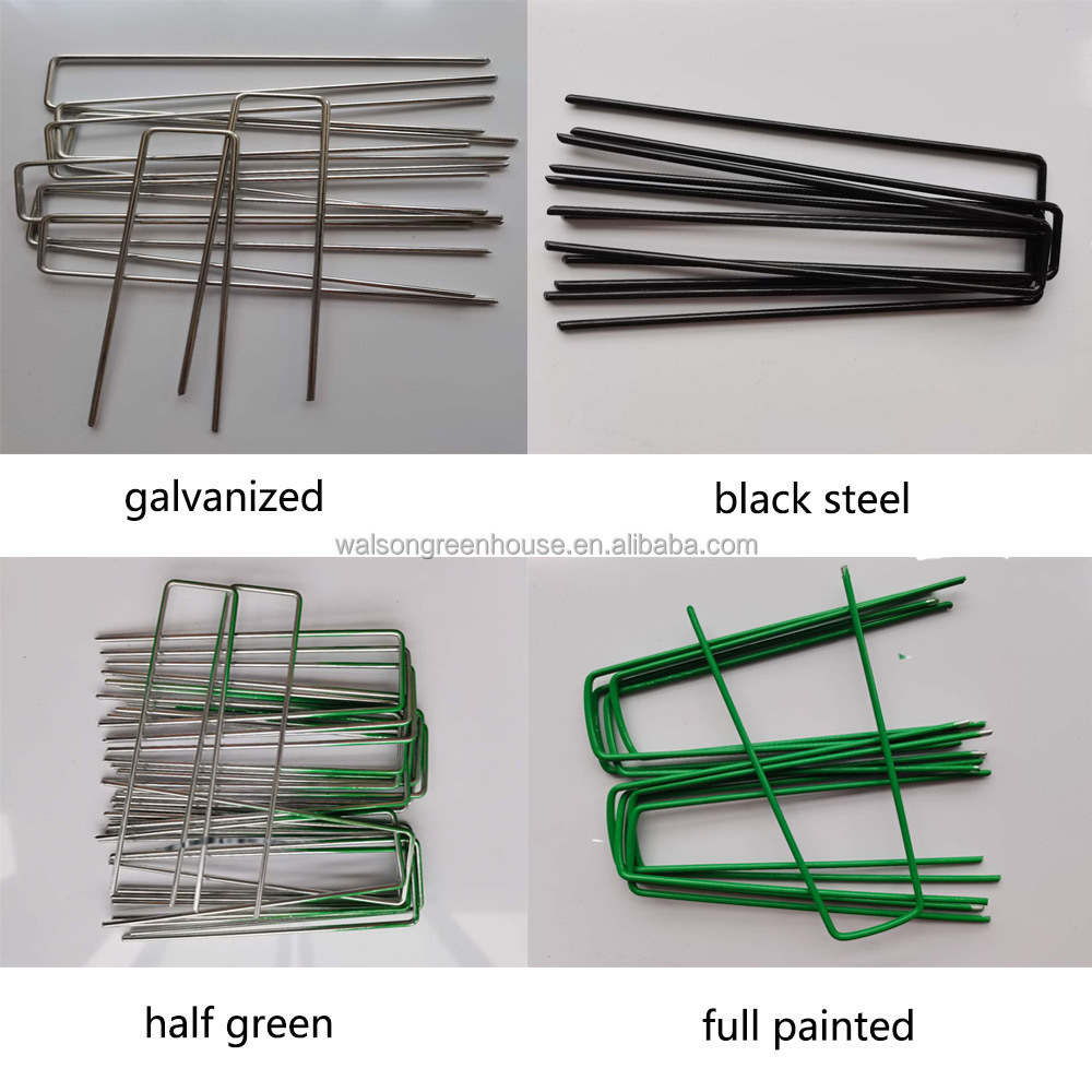 Cheap price Galvanized anti-rust pins 11 Gauge flat top U sod Staple lawn U staple Nail Artificial Grass Galvanized Turf Nail