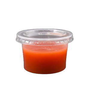 Walson 30ml 1/2/3/4 Oz Hinged Small Mini Clear Plastic Condiment Seasoning Sauce Cup With Lid Dipping Sauce Container